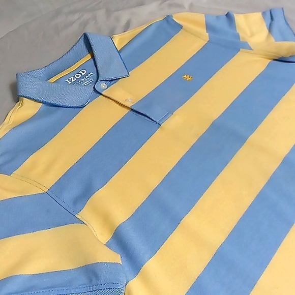 Izod Advantage Performance..Striped Polo..Sz XL.. Light Blue&Yellow - Picture 3 of 6